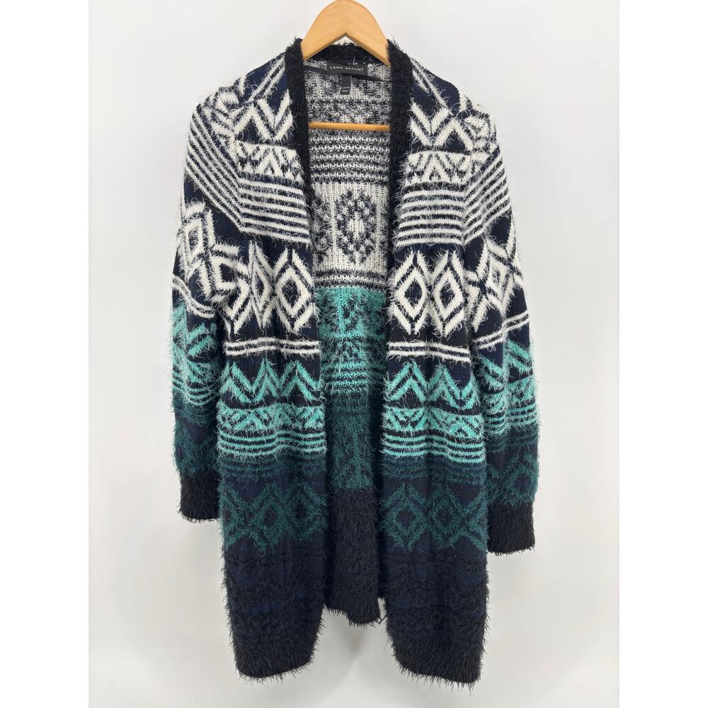 Lane Bryant Longline Eyelash Open Front Cardigan 14 16 Teal Soft Southwestern
